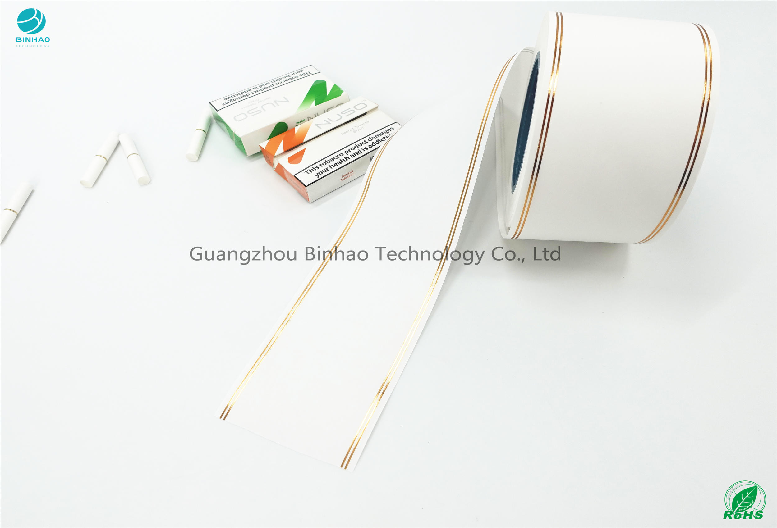 Het tippen Document Glanzende Olieoppervlakte 50mm Enige Gouden Lijn voor HNB-e-Sigaret Pakketmaterialen